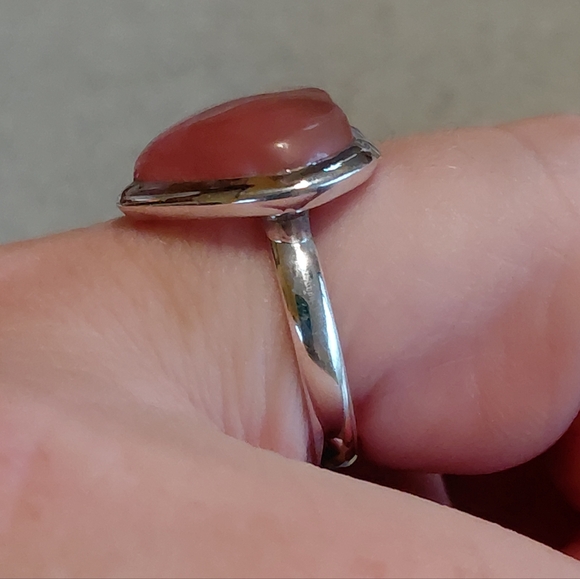 Strawberry Quartz Silver Heart Ring - Picture 6 of 15